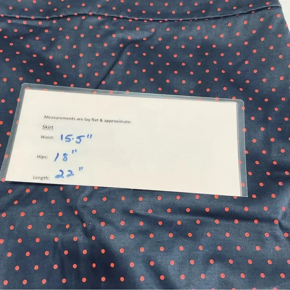 J. Crew navy blue red polka dot “ the pencil skirt “ size 6